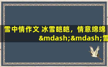雪中情作文 冰雪皑皑，情意绵绵——雪中情作文